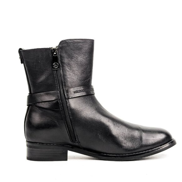 Blondo Women Black Leather Waterproof Strap Moto Zip Ankle Boots sz 8.5 - Picture 4 of 7